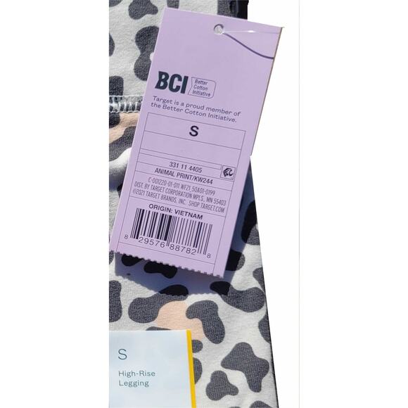 Women's Small  Beige Leopard Print High-Waisted Leggings - Picture 7 of 8